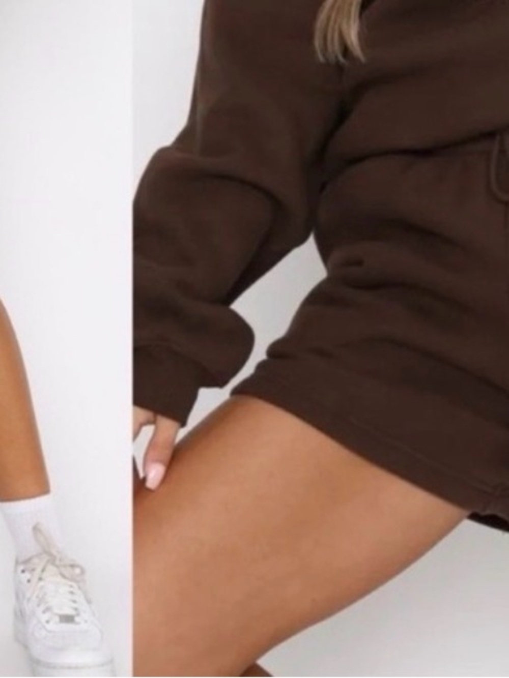 White Fox Brown Drawstring Athletic Lounge Shorts - Picture 2 of 9